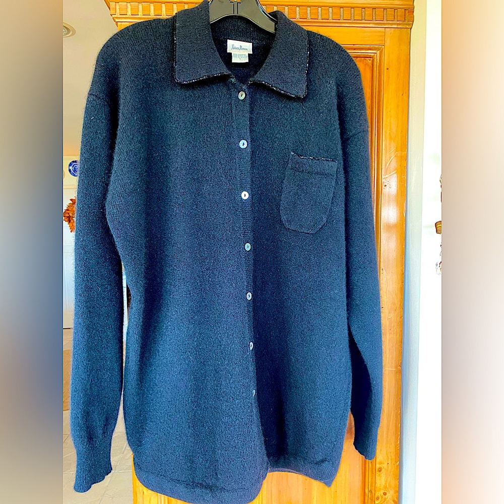 Neiman Marcus size Large black Cashmere sweater/ cardigan. Excellent condition.